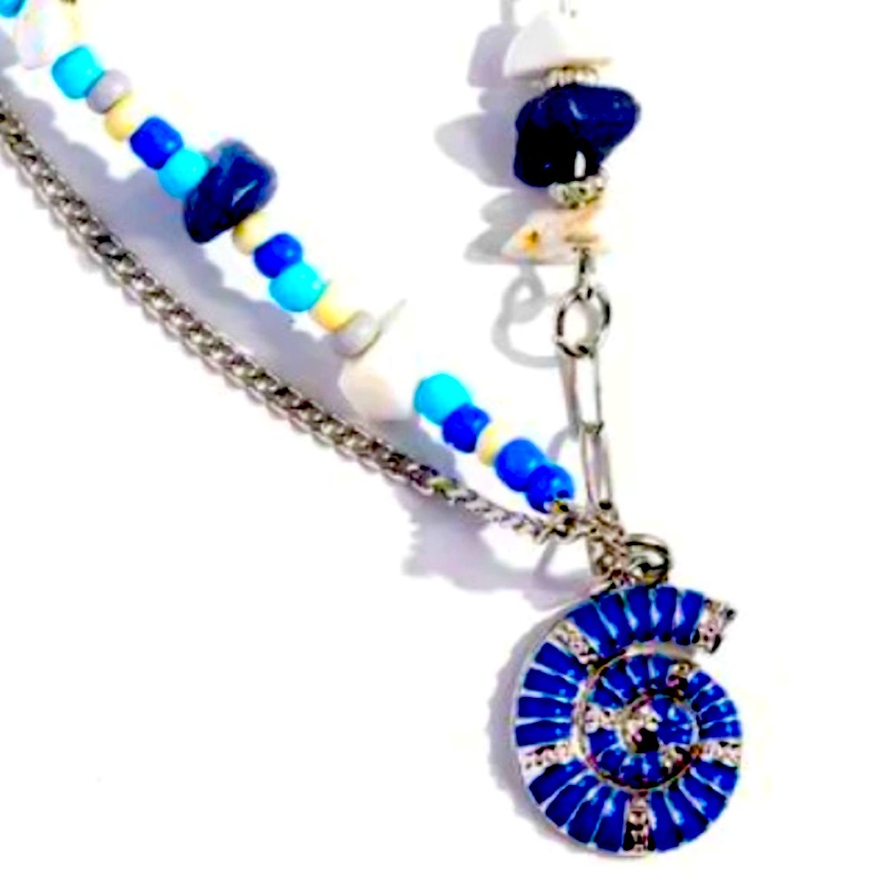 🧜🏻‍♀️🐚🧜 BEACH PLEASE❗️“SPIRALING SEAFLOOR” BLUE NECKLACE ~ PAPARAZZI❗️🧜🏻‍♀️🐚🧜
